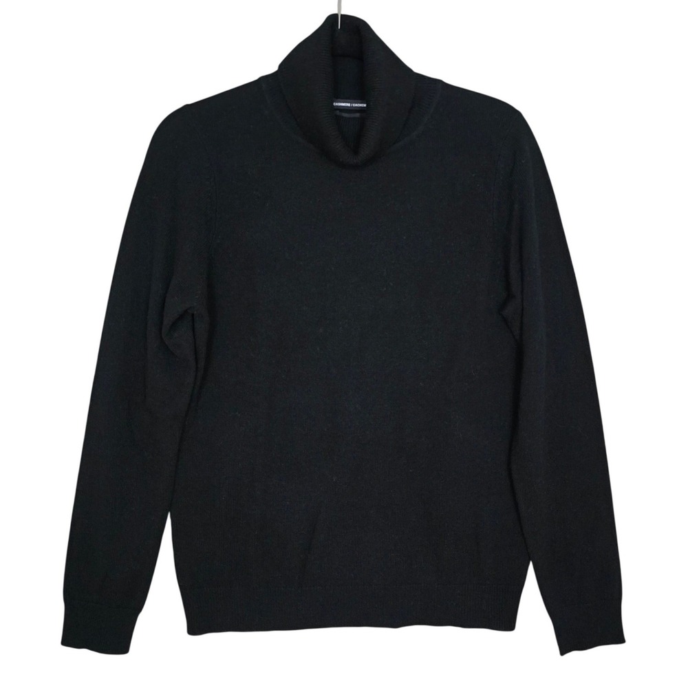 NWT Hudson's Bay Women's 100% 2 Ply Cashmere  Knit Turtleneck Sweater Black M